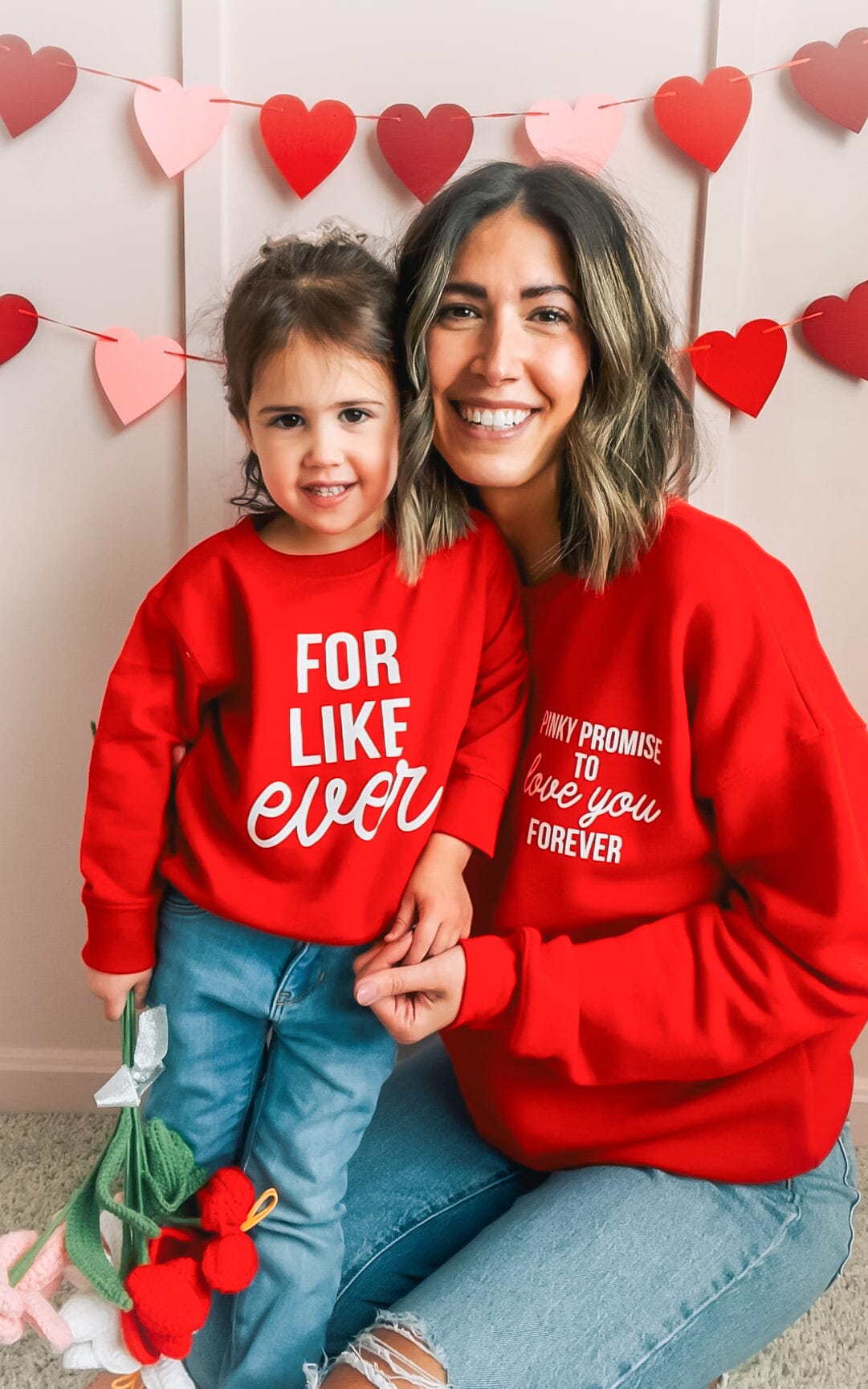 Pinky Promise To Love You Red Sweatshirt Set