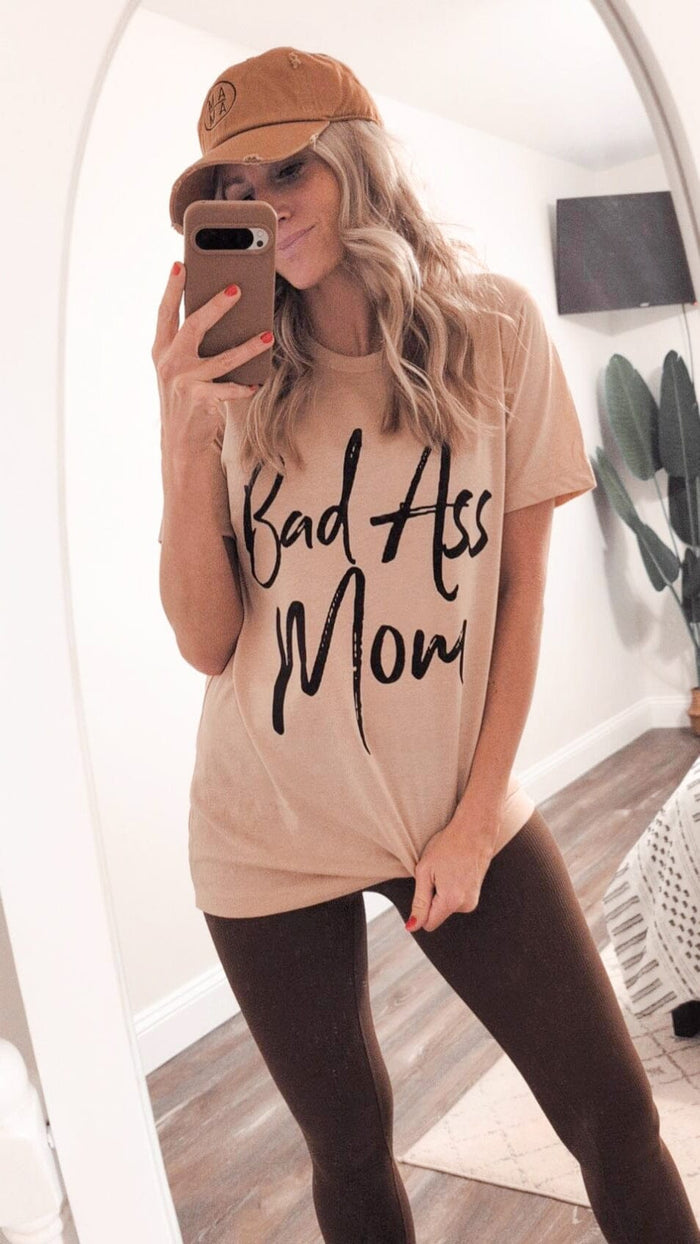 Tan Bad Ass Mom Tee