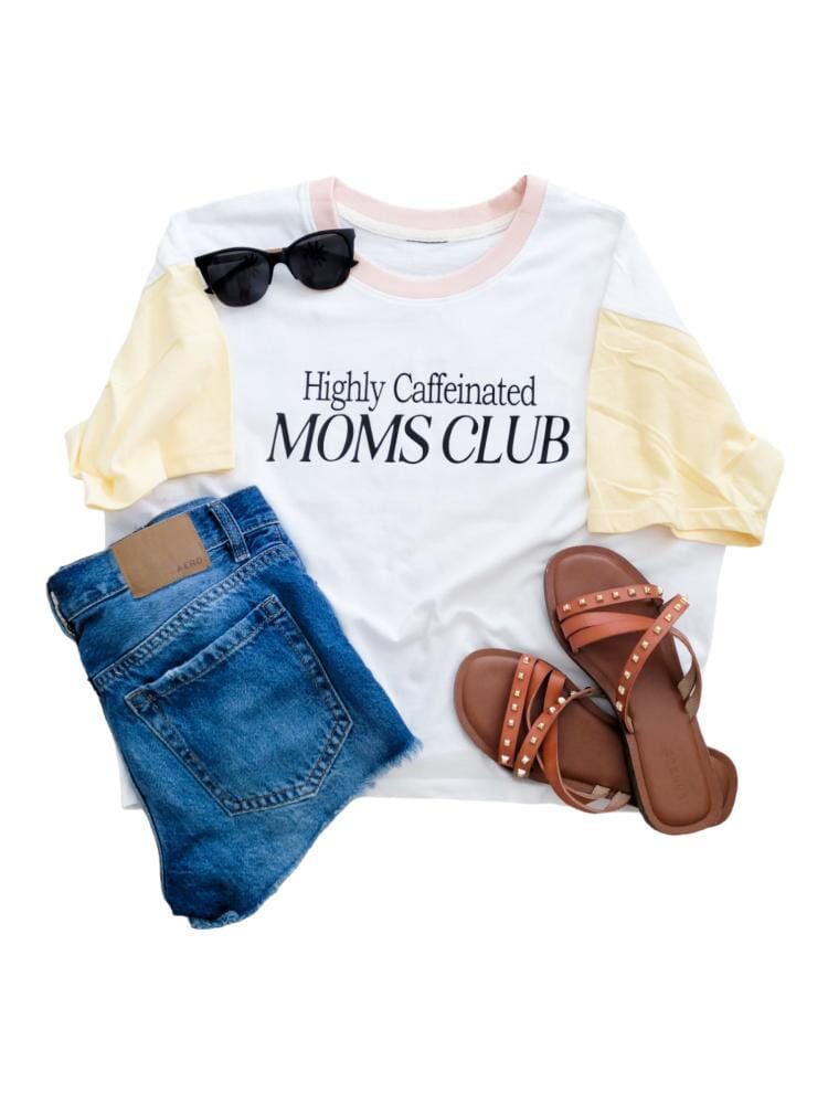 Highly Caffeinated Moms Club Colorblock Tee