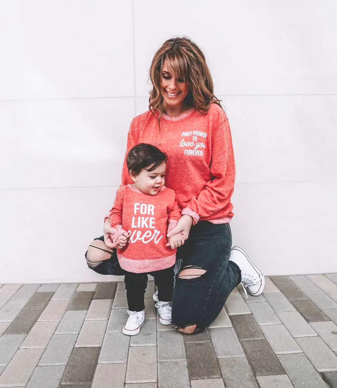 A pullover set for mom and kid that says “Pinky promise to love you forever”
