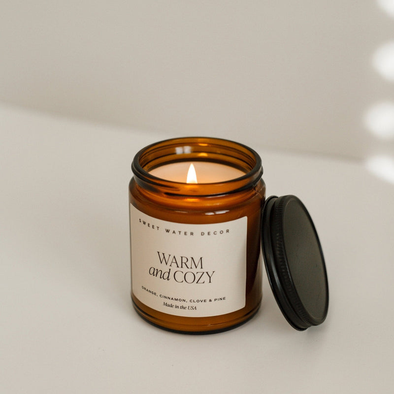 Warm and Cozy Soy Candle - Amber Jar - 9 oz