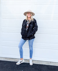 Black Crinkle Jean Jacket