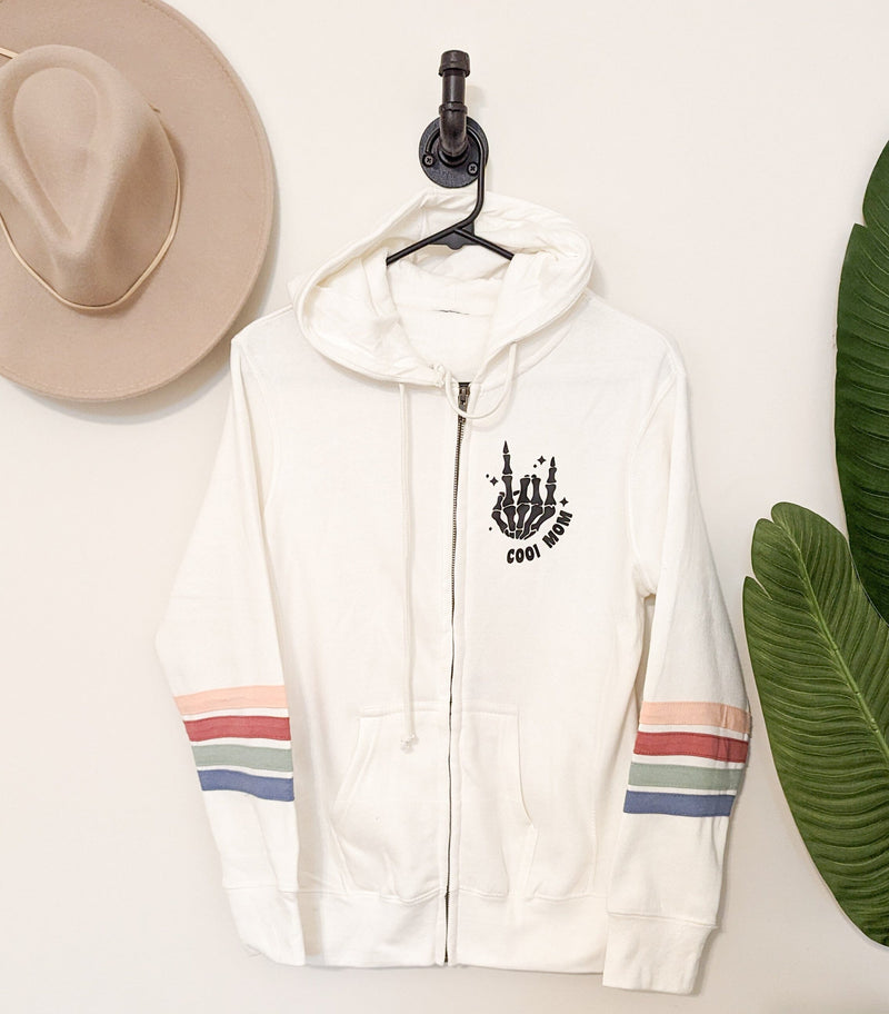 Cool Mom Striped Sleeve Zip Up
