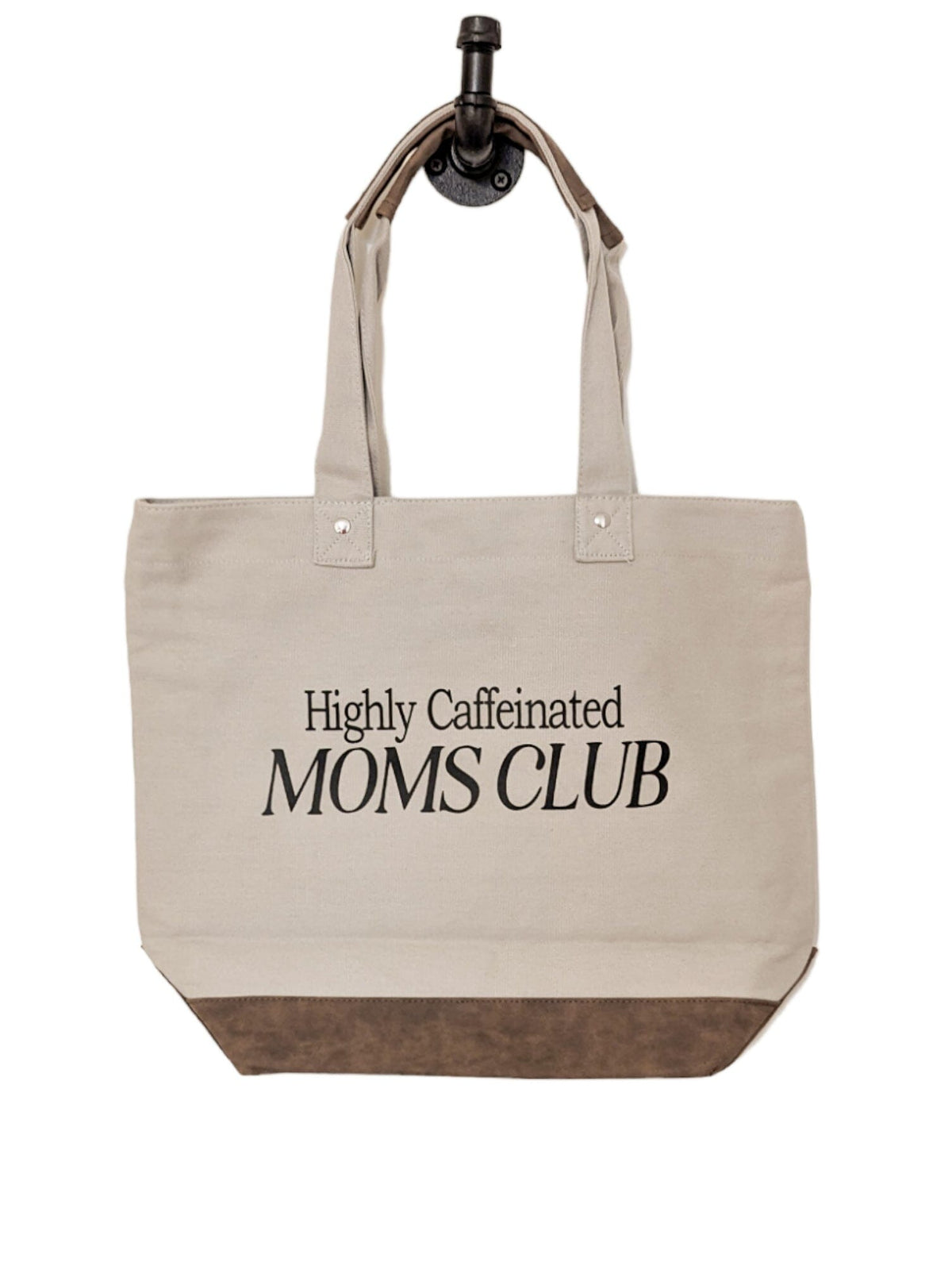 Highly Caffeinated Moms Club Canvas Leather Tote
