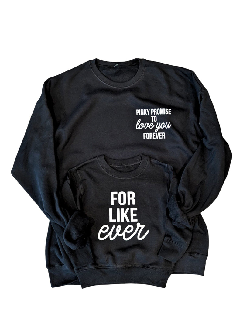 Pinky Promise To Love You Black Sweatshirt Set