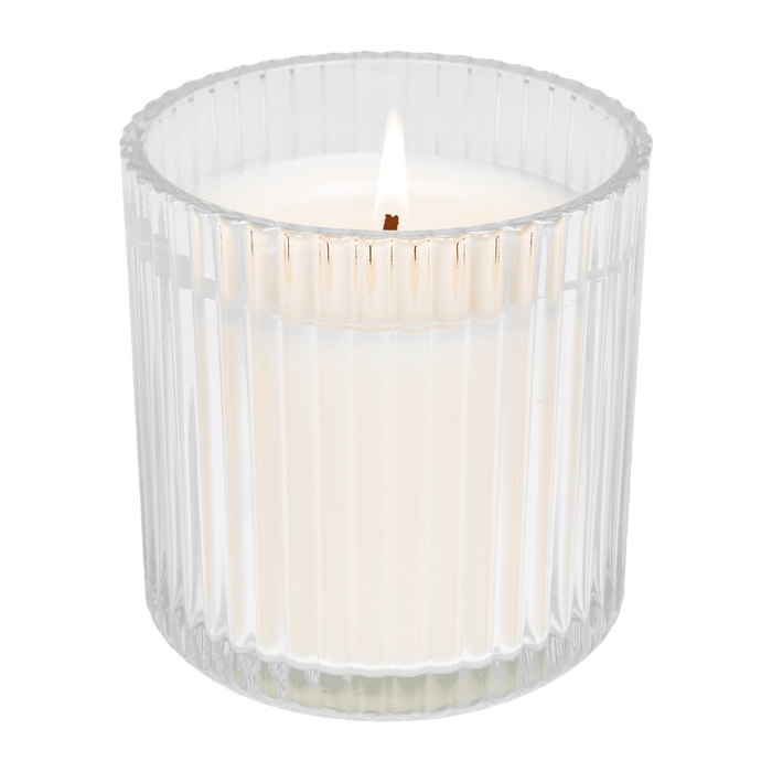 Cashmere and Vanilla Fluted Soy Candle - Ribbed Glass Jar - 12 oz