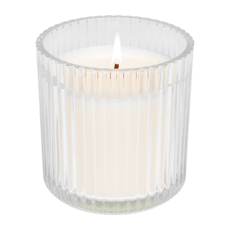 Cashmere and Vanilla Fluted Soy Candle - Ribbed Glass Jar - 12 oz