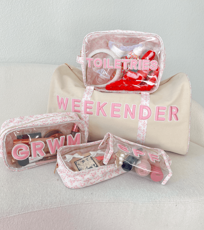 Weekender Oversized Canvas Duffel - Pink Toile