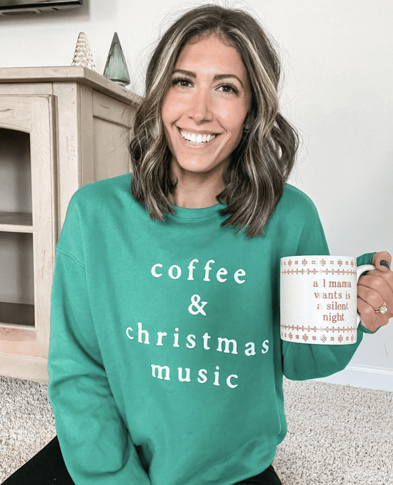 Coffee and Christmas Music Green Pullover