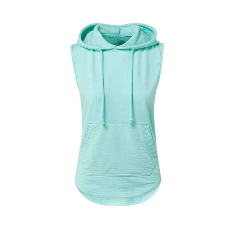 Turquoise Sleeveless Hoodie and Short Set