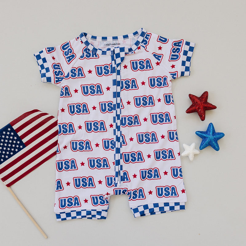 Bamboo Shorty Romper | USA