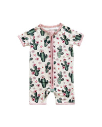 Bamboo Shorty Romper | Cactus Flowers