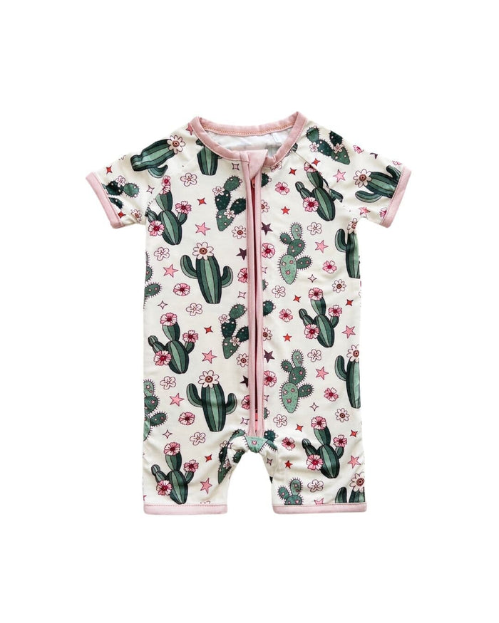 Bamboo Shorty Romper | Cactus Flowers