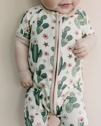 Bamboo Shorty Romper | Cactus Flowers