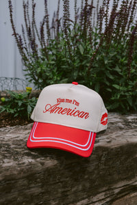 Kiss me I'm American - Red Vintage Trucker Hat