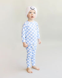 Checkered Smiley Lounge Set | Blue