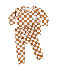 Checkered Smiley Lounge Set | Copper