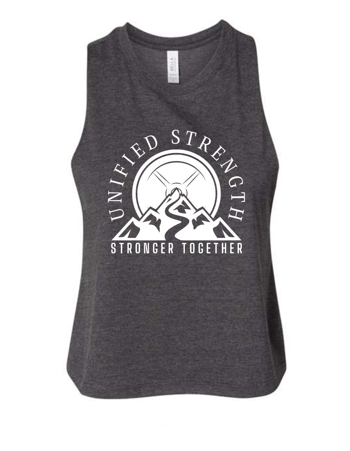 Dark Heather Grey Unified Strength Racerback Crop Tank