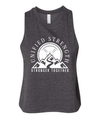 Dark Heather Grey Unified Strength Racerback Crop Tank