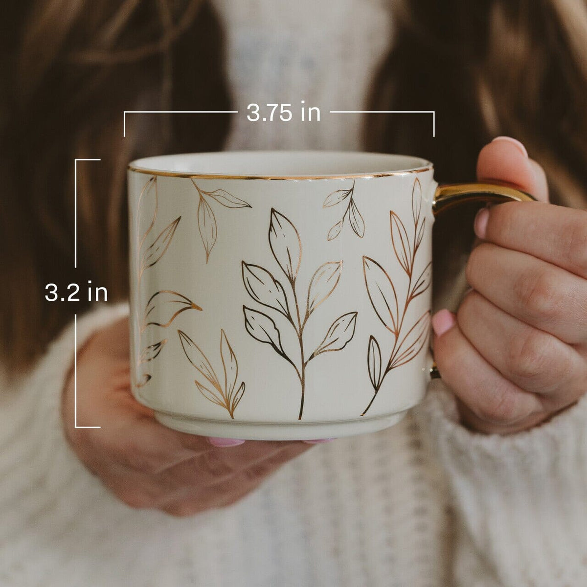 Brown Plaid 14oz. Gold Handle Coffee Mug