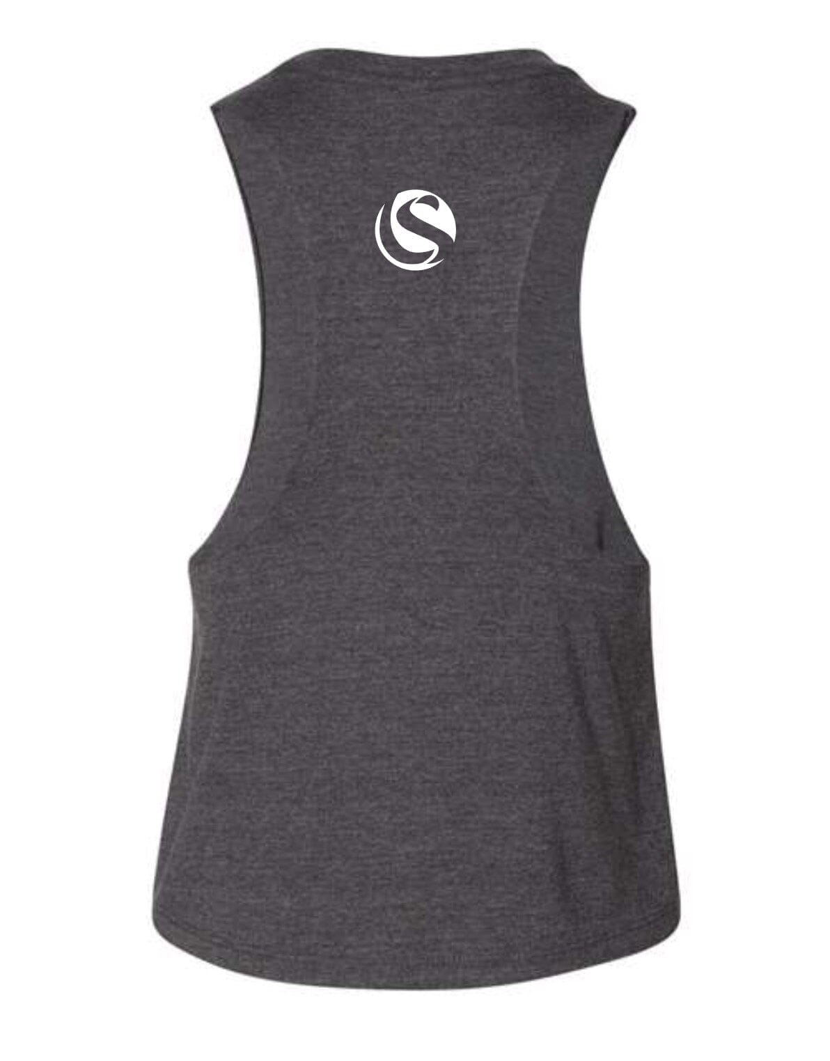 Dark Heather Grey Unified Strength Racerback Crop Tank