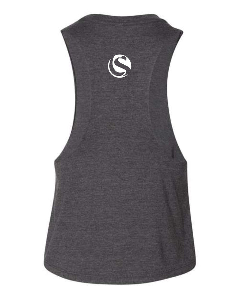 Dark Heather Grey Unified Strength Racerback Crop Tank