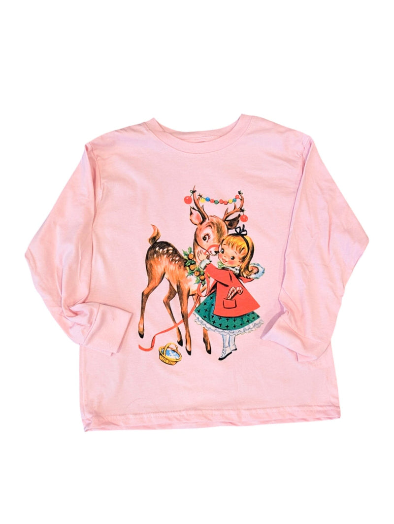 Nostalgic Reindeer and Girl Long Sleeve