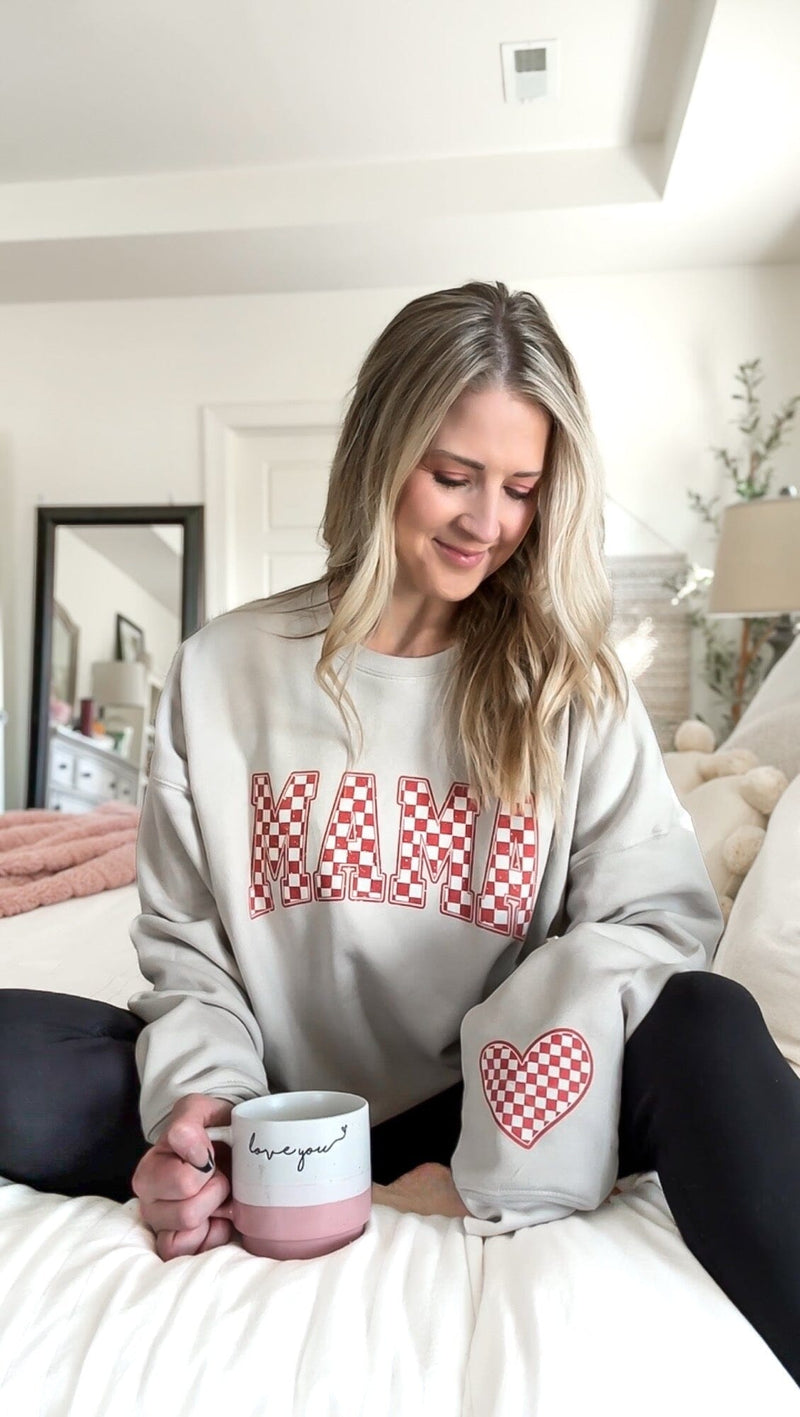 Red and White Checkered Mama Pullover