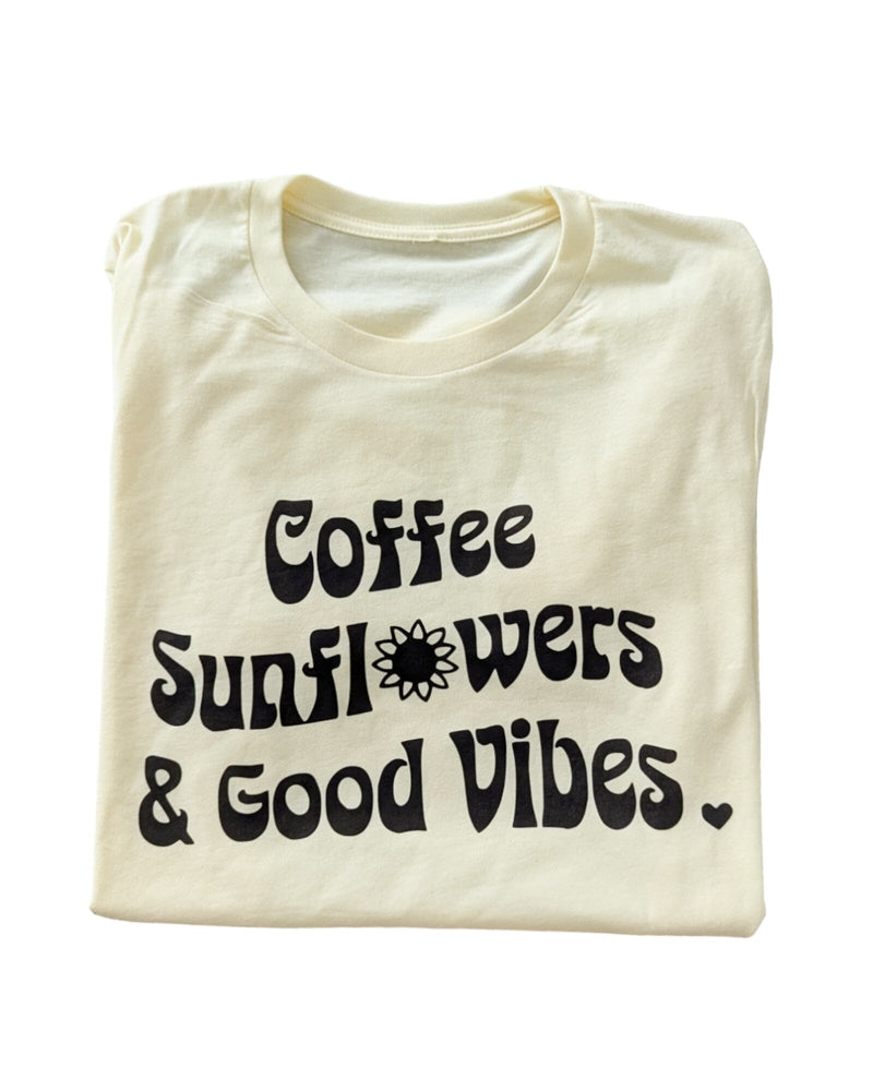 Coffee Sunflowers and Good Vibes Tee