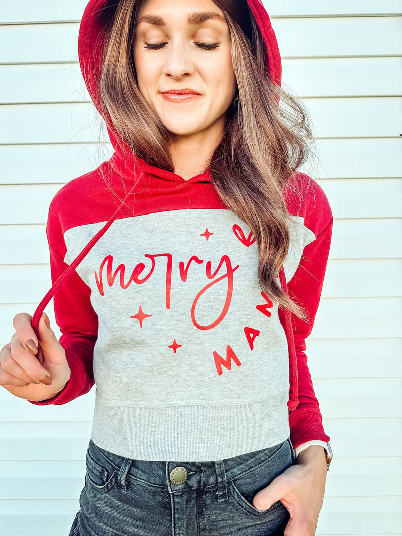 Merry Mama Fleece Cropped Hoodie