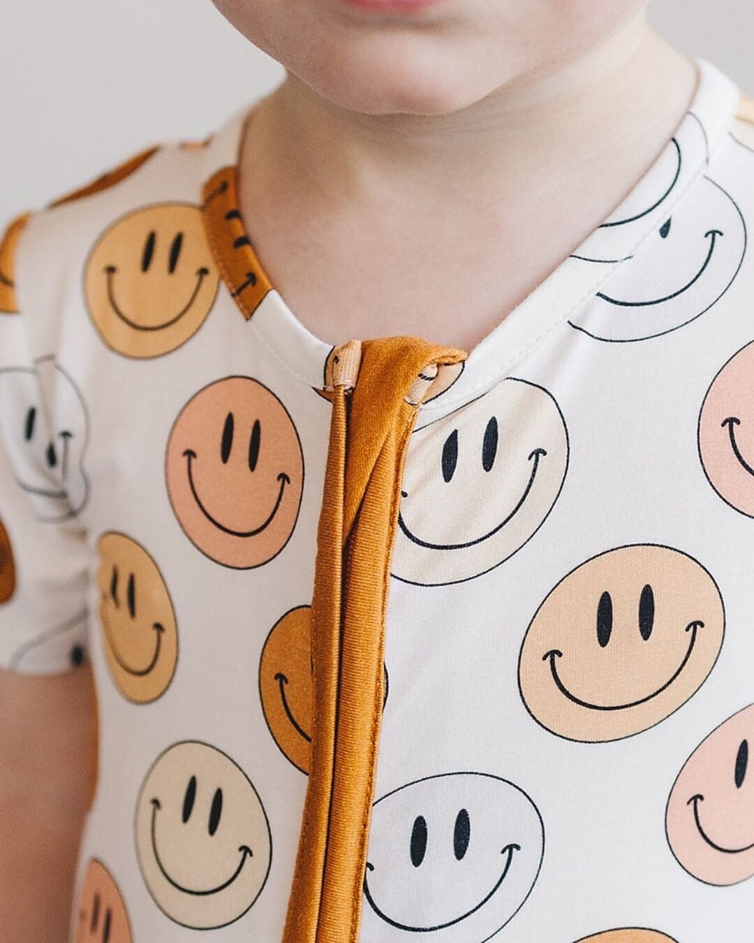 Smiley Bamboo Short Romper | Copper