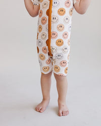 Smiley Bamboo Short Romper | Copper