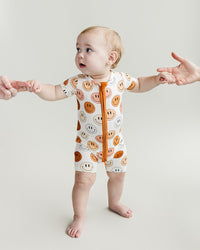 Smiley Bamboo Short Romper | Copper