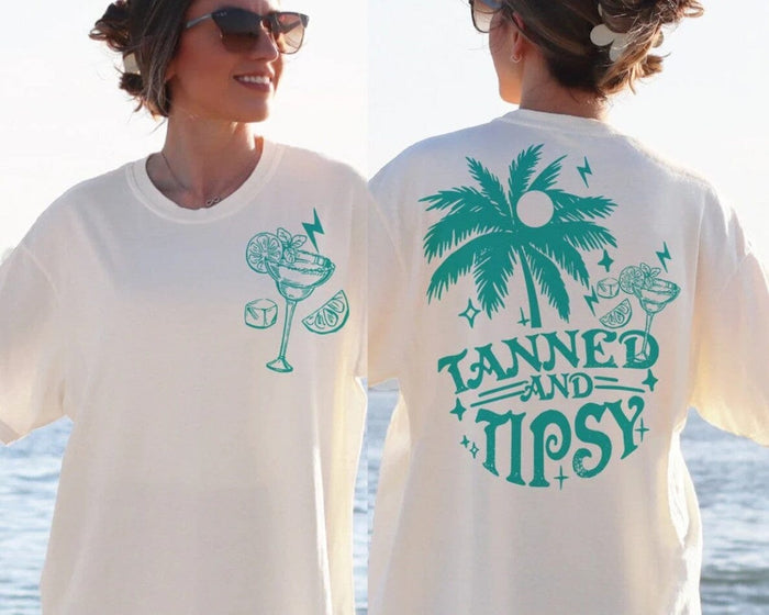 White Tanned and Tipsy Comfort Tee
