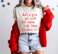 Loves Jesus and America Too Comfort Tee