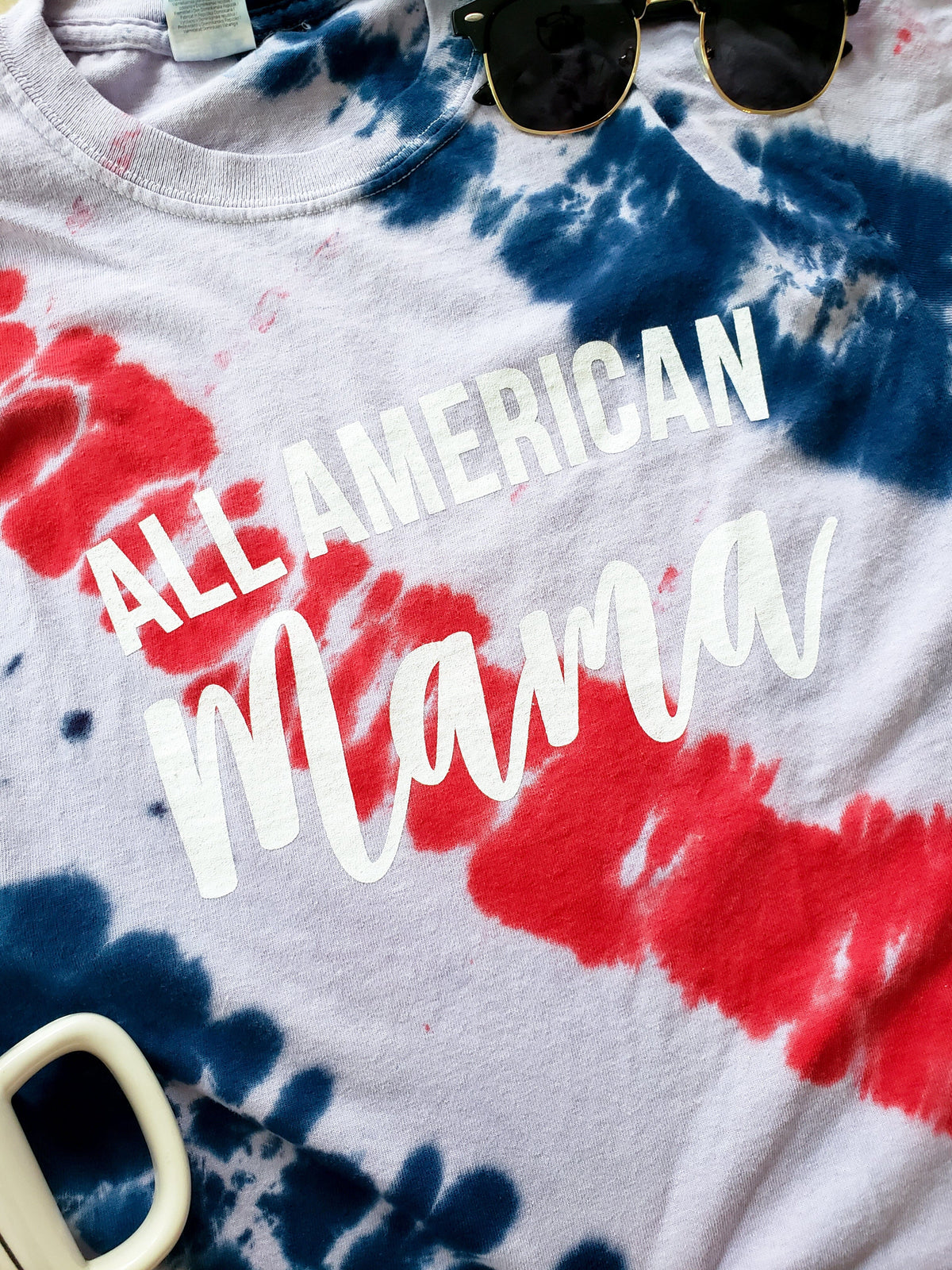 All American Mama Patriotic Tie Dye Tee