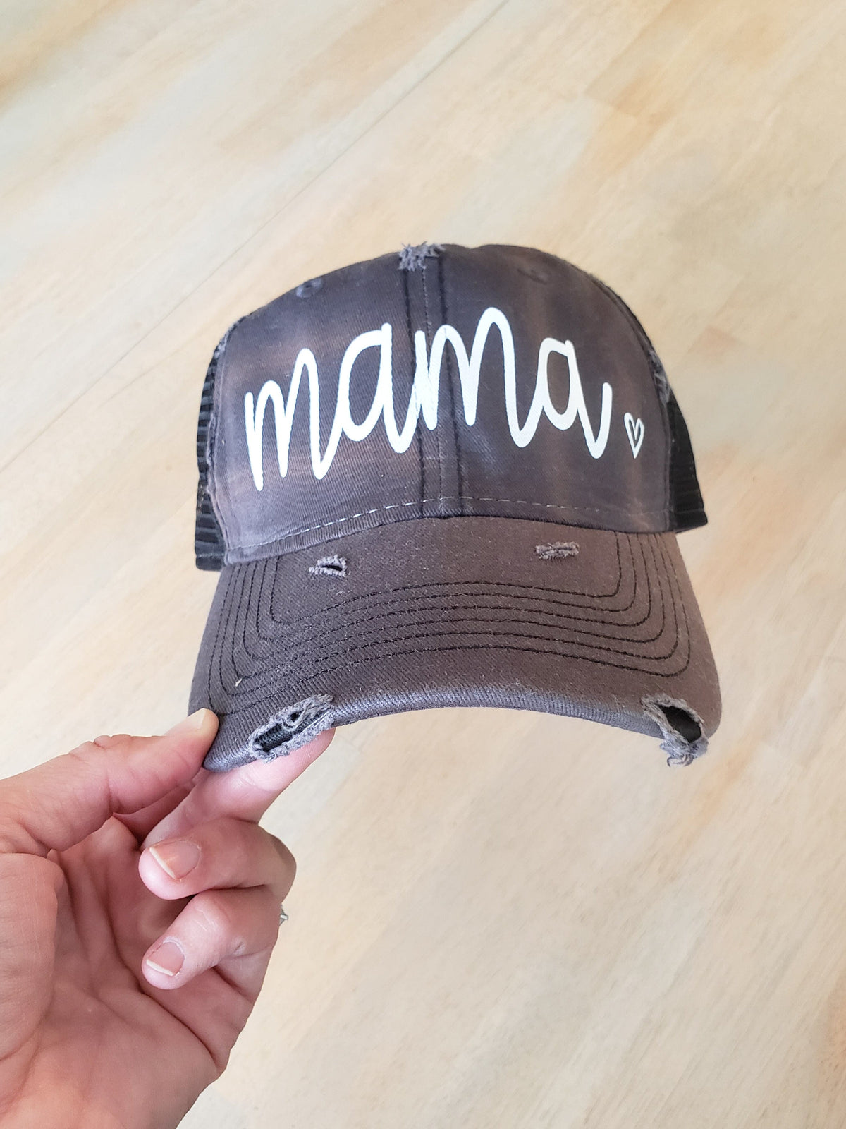 Mama 🖤 Charcoal Distressed Vintage Trucker Hat