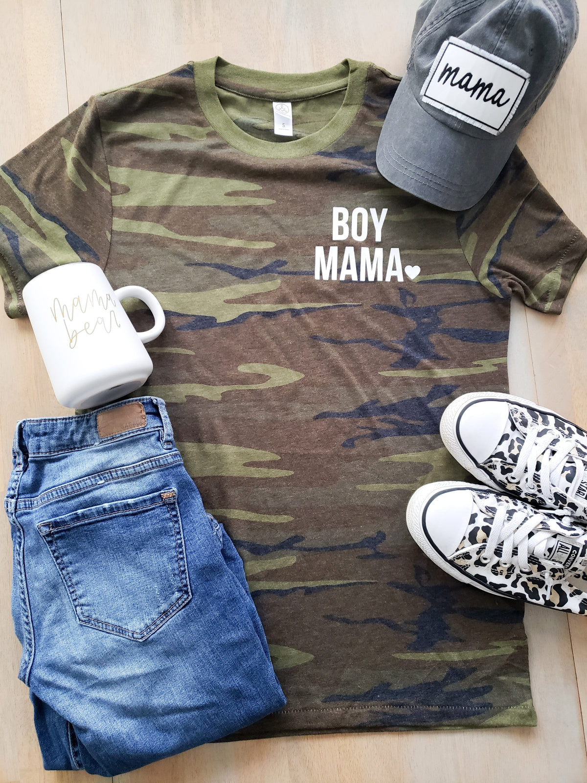 Green Camo Boy Mama Tee • Unisex Camo shirt