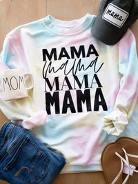 Mama Repeat Tie Dye Corded Crew Sweatshirt