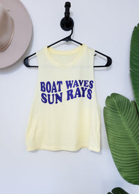 Boat Waves and Sun Rays Crop Tank