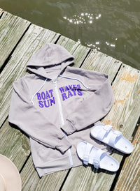 Boat Waves and Sun Rays Stone Zip Up