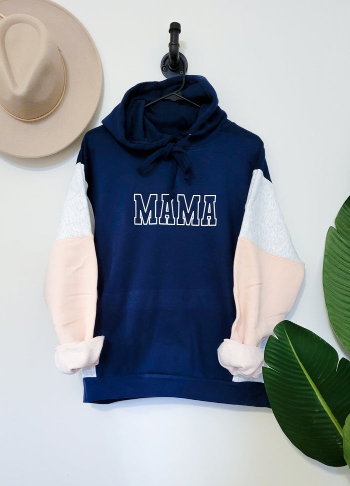 Everyday Navy Colorblock Mama Hoodie