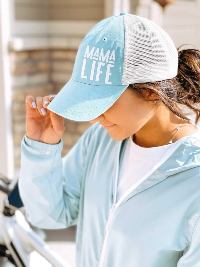 Mama Life Aqua Trucker Hat