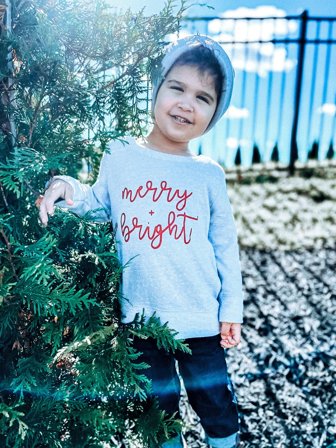 Merry and Bright Kid French Terry Sweater