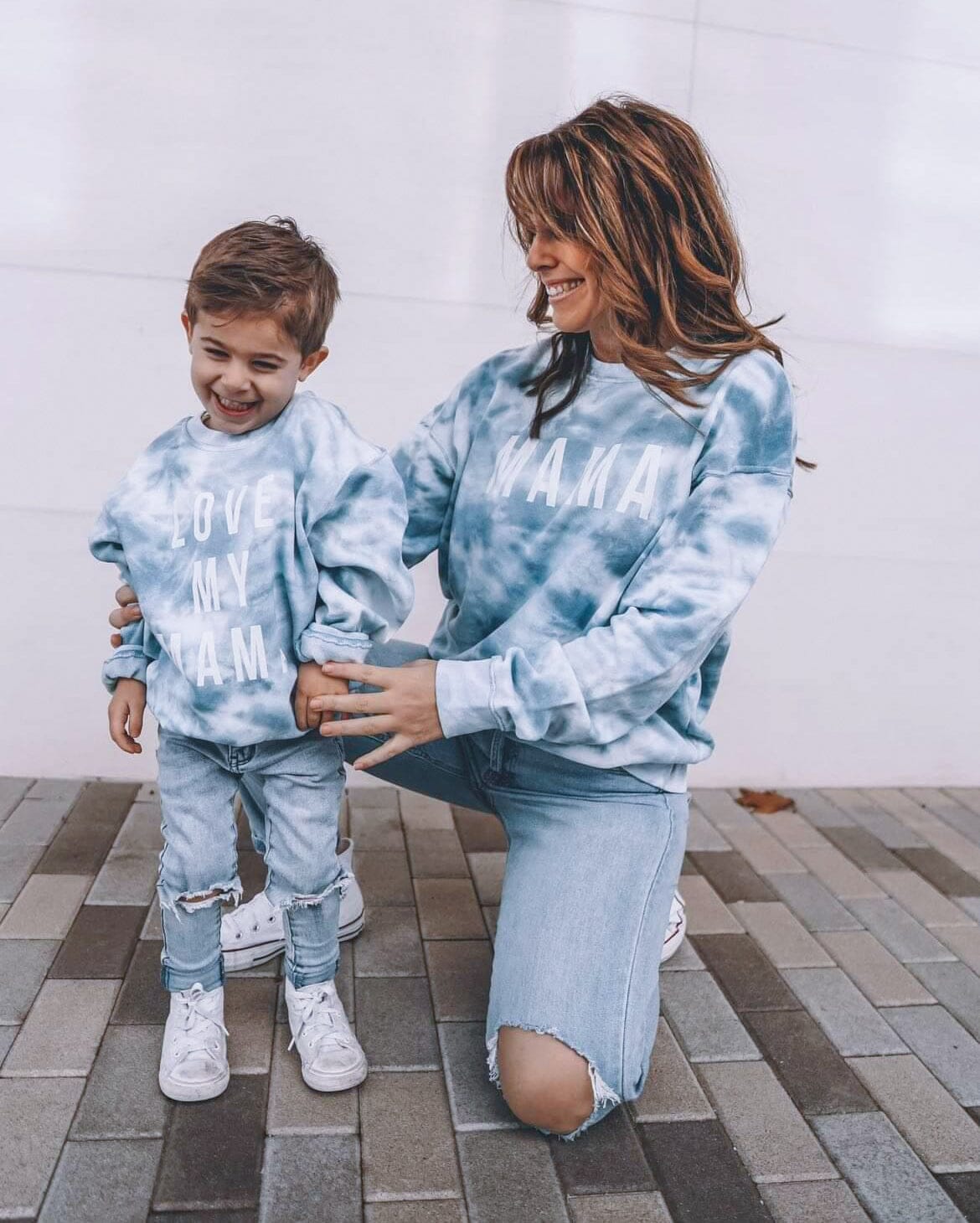 Blue Tie Dye Matching Sweatshirt Set Right Here At Home