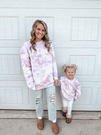 Ash Pink Tie Dye Matching Sweatshirt Set