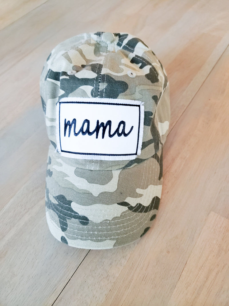 Mama Patch Camo Hat • One Size Adjustable Hat - 