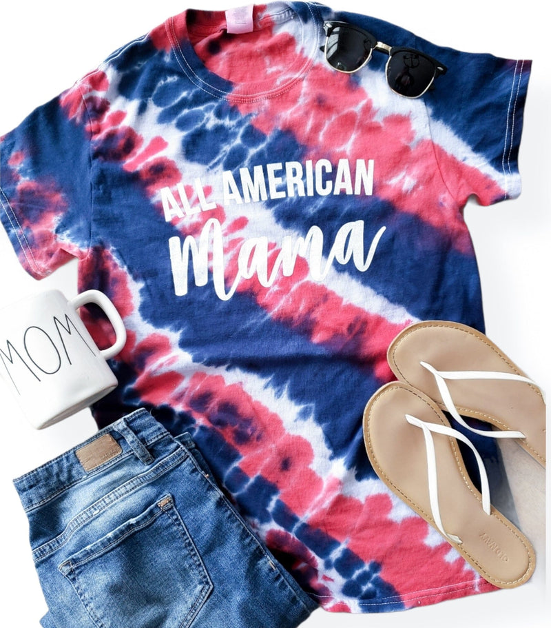 All American Mama Patriotic Tie Dye Tee