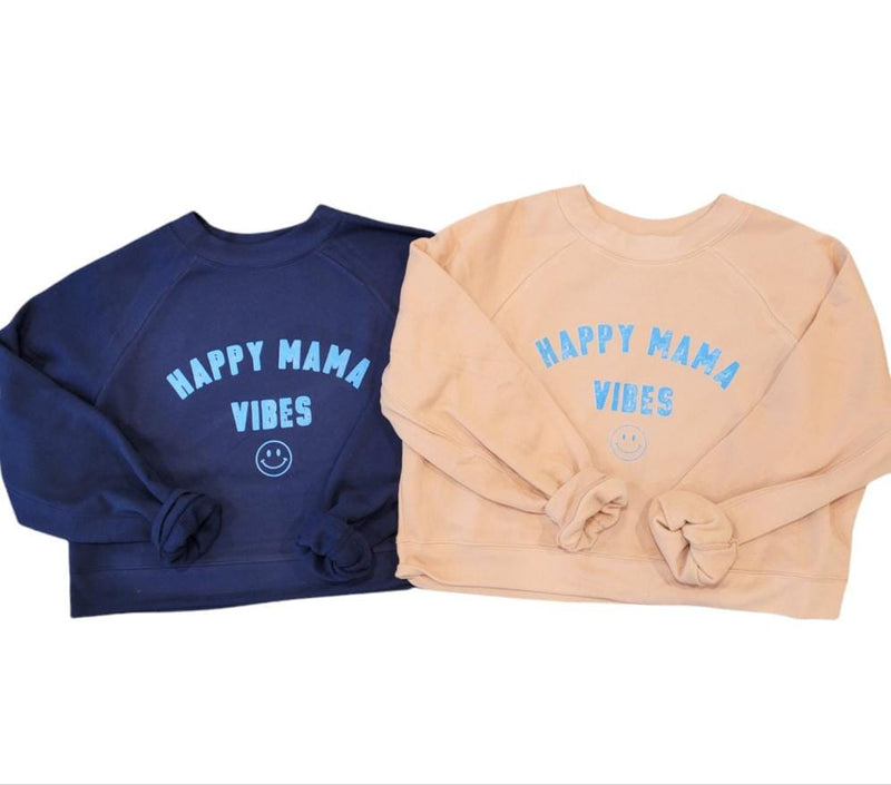 Happy Mama Vibes Cropped Sweatshirt