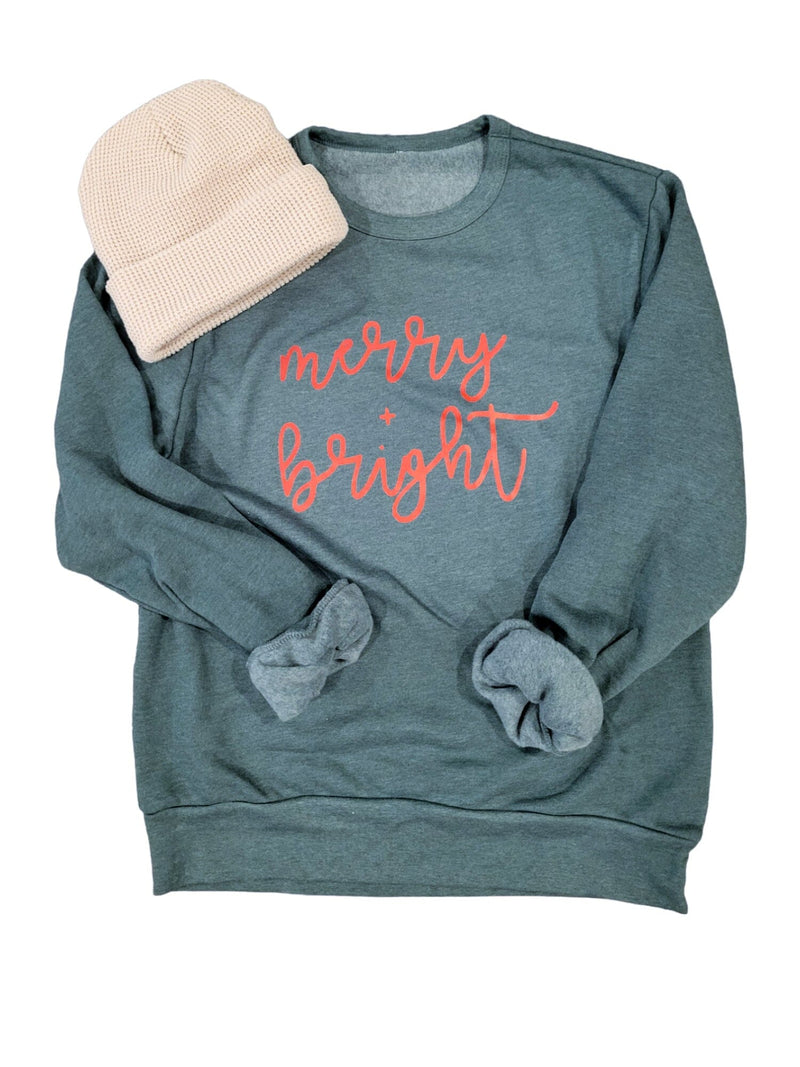 Forest Green Merry and Bright Sweatshirt